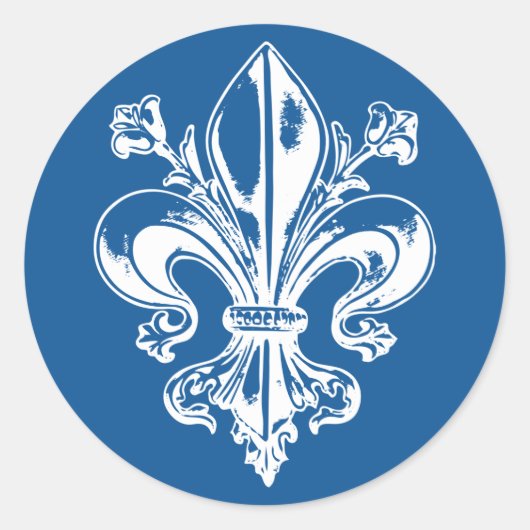 AutocollantX20 Fleur de lys français métal antique ラウンドシール (正面)