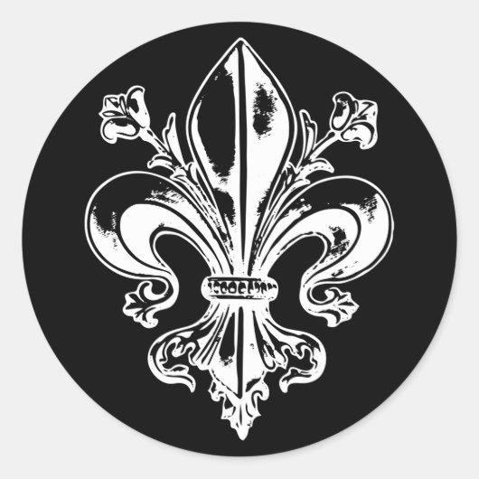 AutocollantX20 Fleur de lys français métal antique ラウンドシール (正面)