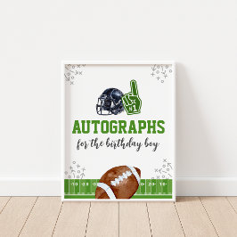 Autographs Football Birthday Guest Book Sign ポスター