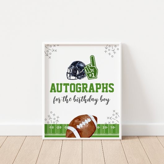 Autographs Football Birthday Guest Book Sign ポスター