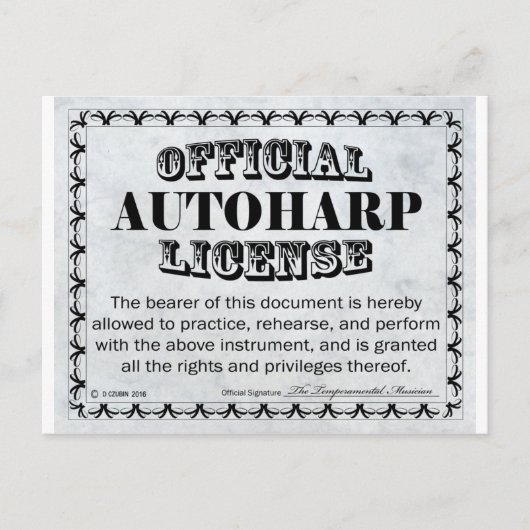 Autoharpライセンス ポストカード (正面)