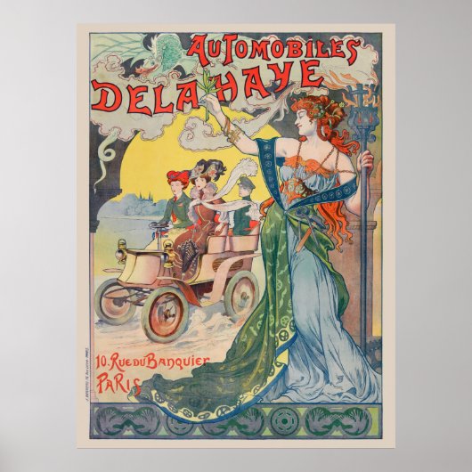 Automobiles Delahaye France Vintage Poster 1898 ポスター (正面)