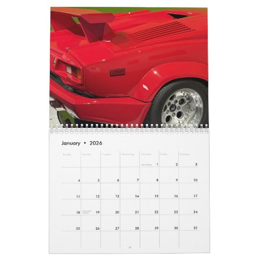 Automotive Close-Up Calendar カレンダー (1月 2026)