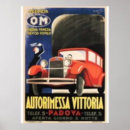AUTORIMESSA VITTORIA Padovaイタリアヴィンテージカー ポスター