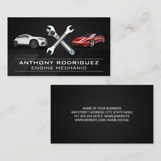 Autos | Wrenches | Mechanic Care 名刺 (正面/裏面)