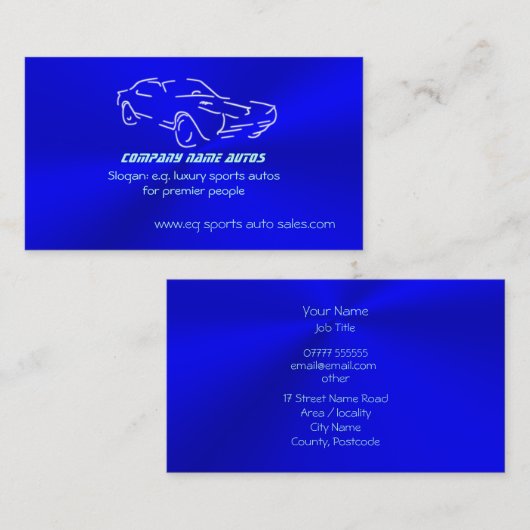Autosalesの氷青くクラシックな自動車、クロム一見 名刺 (正面/裏面)