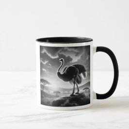 Autruche sur un rocher en savane. マグカップ