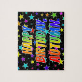 "AUTUMN"名、おもしろい"ハッピーバースデー" ジグソーパズル (縦)