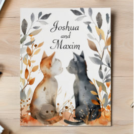 Autumn 結婚 Cats 招待状