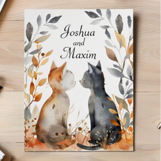 Autumn 結婚 Cats 招待状