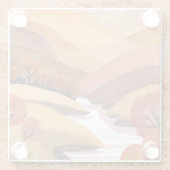 Autumn Abode | 秋の紅葉 水彩風景画 ガラスコースター (裏面)