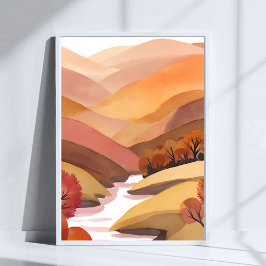 Autumn Abode | Fall Foliage Watercolor Landscape ポスター