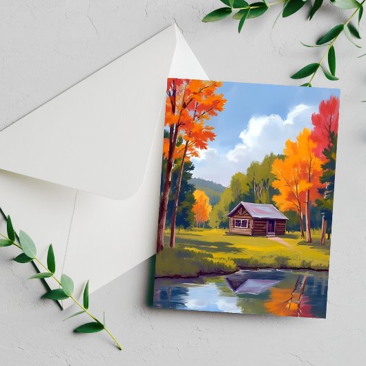 Autumn Abode Lakeside Cottage Card