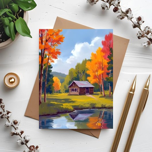 Autumn Abode Lakeside Cottage Card