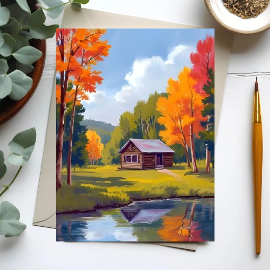 Autumn Abode Lakeside Cottage Card