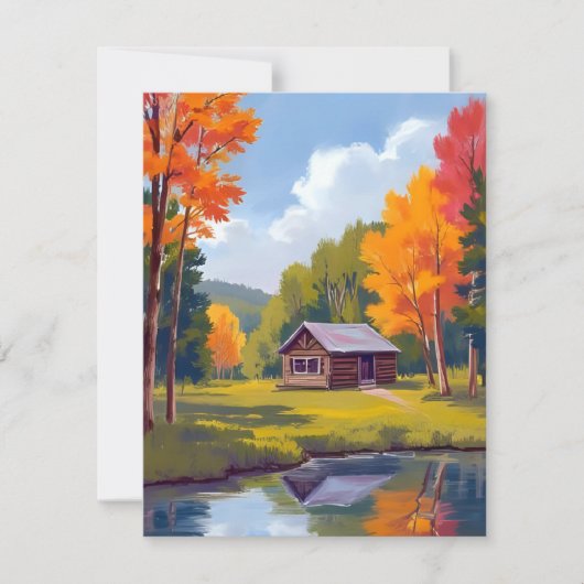 Autumn Abode Lakeside Cottage Card (正面)