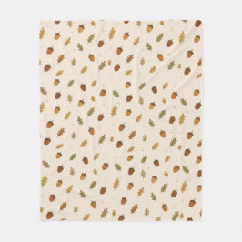 Autumn Acorn Pattern Throw Blanket フリースブランケット