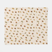 Autumn Acorn Pattern Throw Blanket フリースブランケット (正面(横))