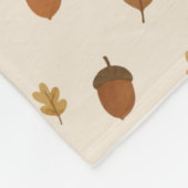Autumn Acorn Pattern Throw Blanket フリースブランケット (角)