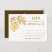 Autumn Acorns and Oak Leaves ウェディングの出欠確認 出欠カード (正面/裏面)