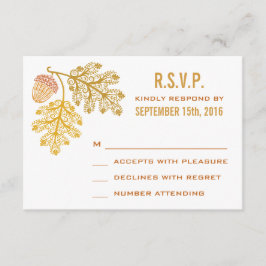 Autumn Acorns and Oak Leaves ウェディングの出欠確認 出欠カード