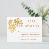 Autumn Acorns and Oak Leaves ウェディングの出欠確認 出欠カード (スタンド正面)