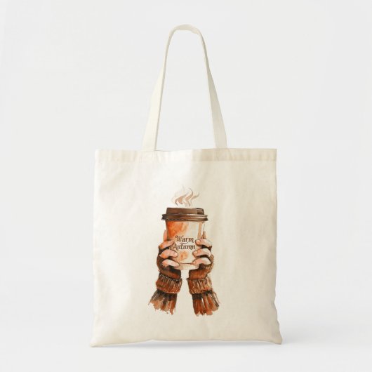 Autumn Aesthetic Design | 水彩コーヒー トートバッグ (正面)
