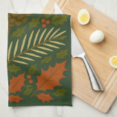 Autumn and Winter Holidays Season's Greetings キッチンタオル (四つ折り)