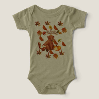 Autumn animals baby bodysuit 