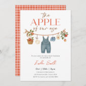Autumn Apple Clothesline Baby shower 招待状 (正面/裏面)