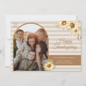 Autumn Arch Sunflowers Chic Happy Thanksgiving シーズンカード (正面)