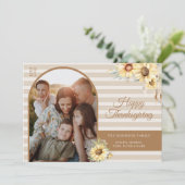 Autumn Arch Sunflowers Chic Happy Thanksgiving シーズンカード (スタンド正面)