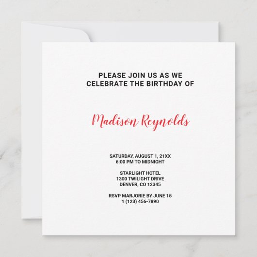 Autumn Aspen Birthday Invitation – Golden Forest 招待状 (裏面)