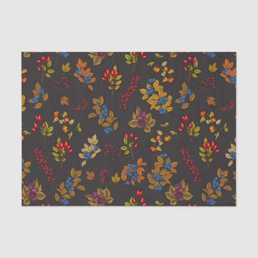 Autumn berries on chocolate brown 2 薄葉紙 (正面)