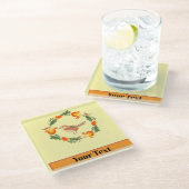 Autumn Bird Folk Art ガラスコースター (アングル)