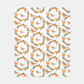 Autumn Bird Folk Art フリースブランケット (正面)