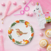 Autumn Bird Folk Art ペーパープレート (パーティー)