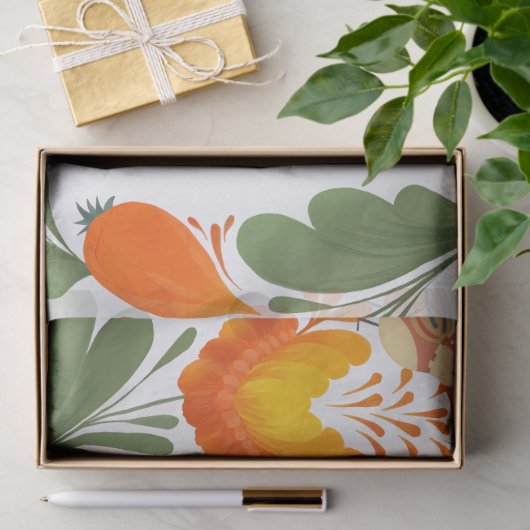 Autumn Bird Folk Art 薄葉紙 (ギフト)