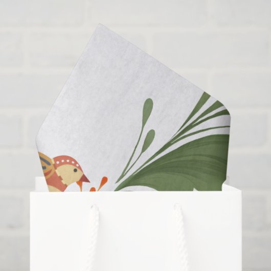 Autumn Bird Folk Art 薄葉紙 (ギフトバッグ)