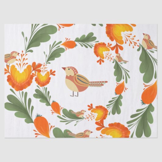 Autumn Bird Folk Art 薄葉紙 (正面)