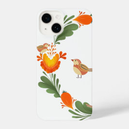 Autumn Bird Folk Art iPhone 14ケース