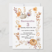 Autumn Birthday Invitation, Fall Pumpkin Party  招待状 (正面)