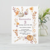 Autumn Birthday Invitation, Fall Pumpkin Party  招待状 (スタンド正面)