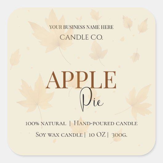 Autumn Blessing Apple Pie | 秋のキャンドルラベル スクエアシール (正面)