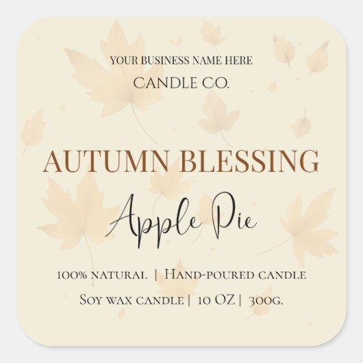 Autumn Blessing Apple Pie | 秋のキャンドルラベル スクエアシール (正面)