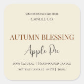 Autumn Blessing Apple Pie | Fall Candle Label スクエアシール (正面)