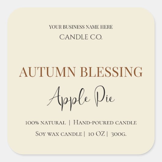 Autumn Blessing Apple Pie | Fall Candle Label  スクエアシール (正面)