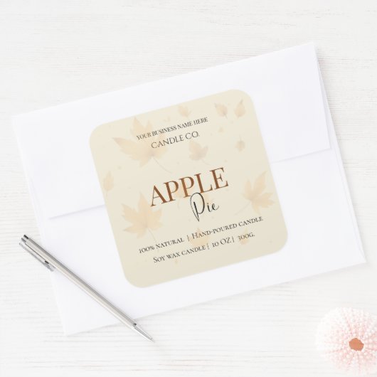 Autumn Blessing Apple Pie | Fall Candle Label  スクエアシール (封筒)