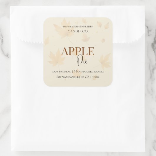 Autumn Blessing Apple Pie | Fall Candle Label  スクエアシール (バッグ)