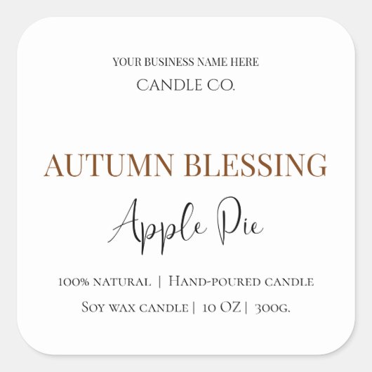 Autumn Blessing Apple Pie | Fall Candle Label  スクエアシール (正面)